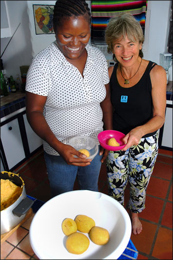 Ann Vanderhoof is learning to roll coo-coo on Carriacou